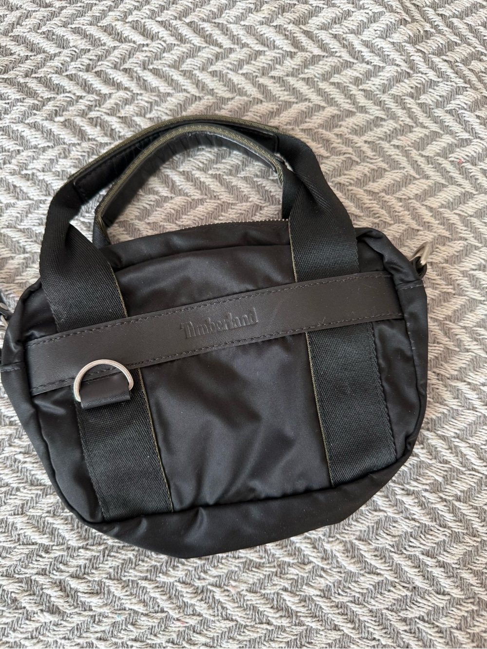 Timberland Black Crossbody Tote Bag with Metal D-Ring